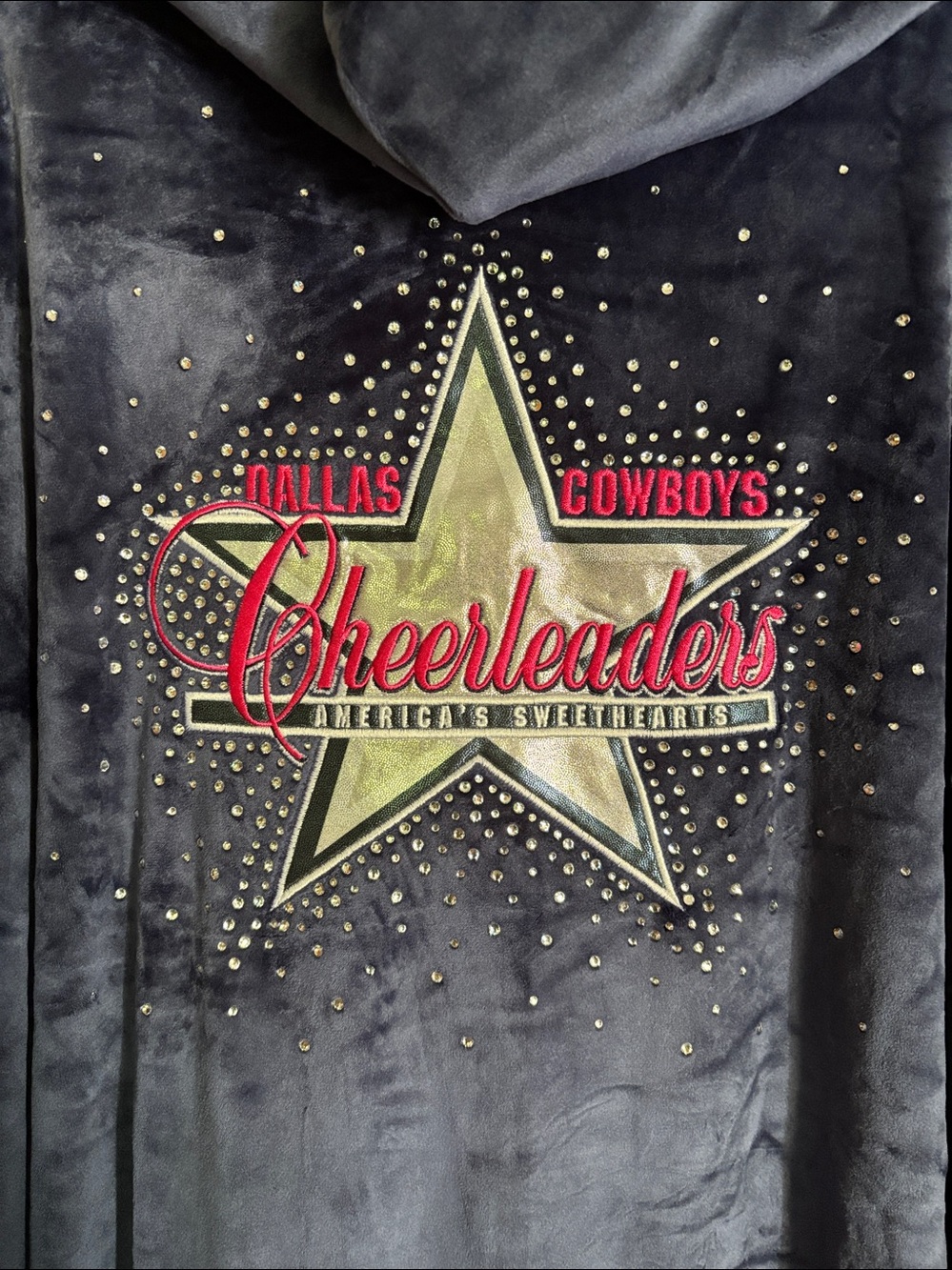 Dallas Cowboys Cheerleaders Navy Velvet Hooded Jacket - Picture 2 of 4